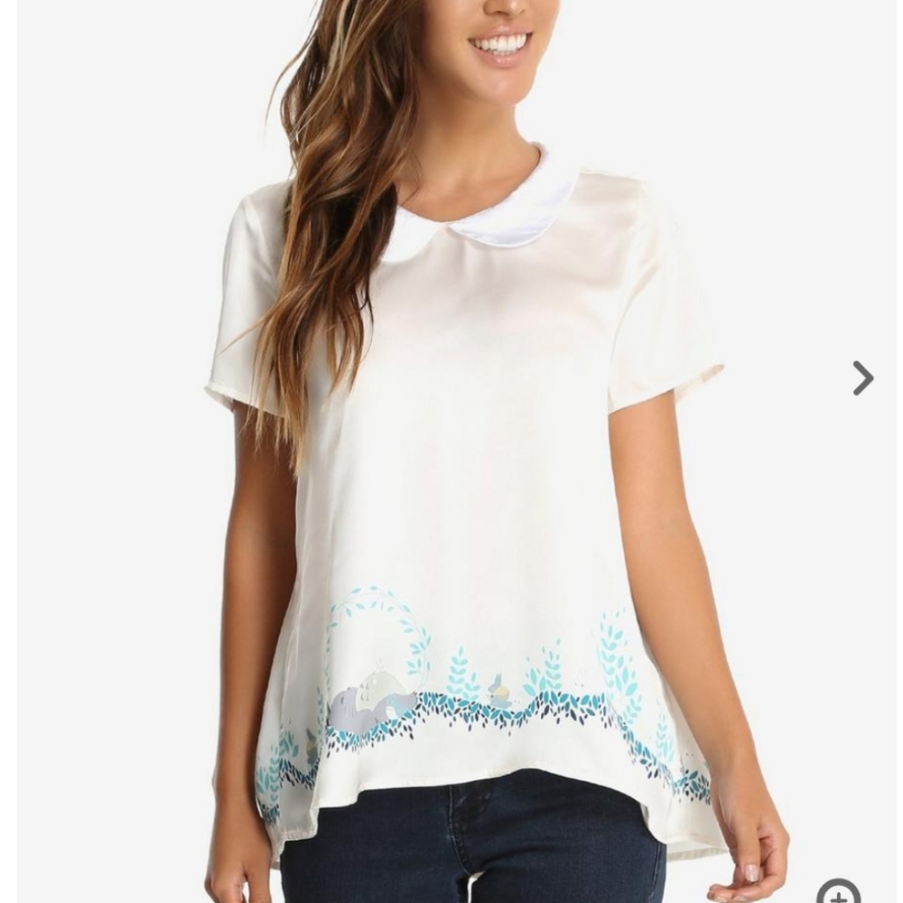 Graphic Blouse Her Universe My Neighbor Totoro Top satin Peter-pan collar